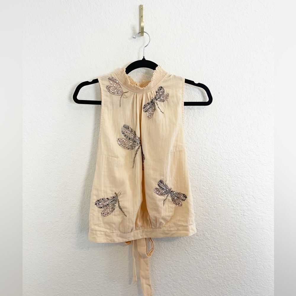 Free People “The garden embroidered crop top” Large. NWT - Picture 3 of 10